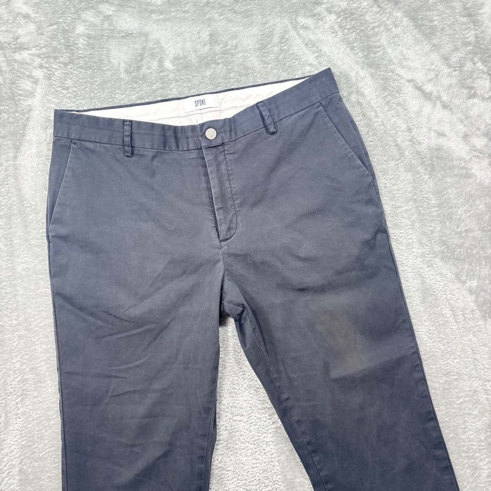 Spoke London Sharps Chinos Mens 35 Build B Gray Cotton Stretch Trousers Pants